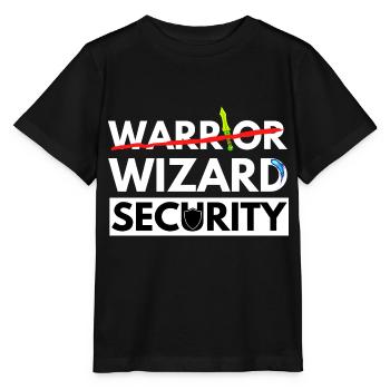 WARRIOR IS WIZARD SECURITY DRAGONS AVENTURES JDR - T-shirt bio MINI CREATOR Stanley/Stella Enfant - noir - Devant - Mikhail (115cm)