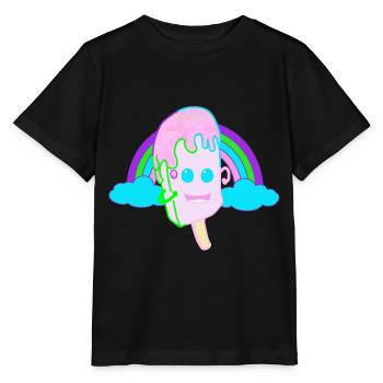 Happy Regenbogen Eis Eiskrem Kinder Fantasy - Stanley/Stella Kinder T-Shirt MINI CREATOR  - Schwarz - Vorne - Mikhail (115cm)