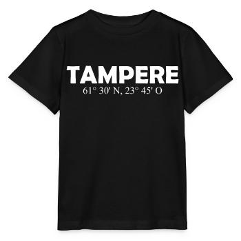 Tampere - Finlande - Coordonnées - Longitude - T-shirt bio MINI CREATOR Stanley/Stella Enfant - noir - Devant - Mikhail (115cm)