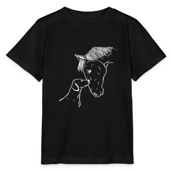 Horse and dog - Stanley/Stella MINI CREATOR Kids’ T-Shirt - black - Front - Mikhail (115cm)