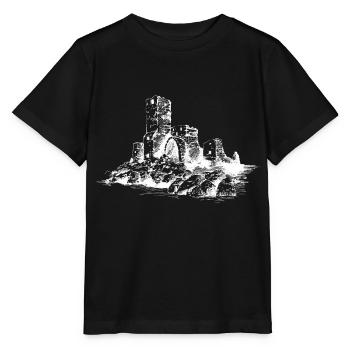 Castle Drawing Landmark Middle Ages historical - Stanley/Stella MINI CREATOR Kids’ T-Shirt - black - Front - Mikhail (115cm)