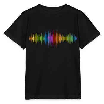 Ondes sonores Music Wave Vintage Retro DJ Heart Disc - T-shirt bio MINI CREATOR Stanley/Stella Enfant - noir - Devant - Mikhail (115cm)