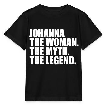 Femme, Mythe, Légende, Prénom Johanna - T-shirt bio MINI CREATOR Stanley/Stella Enfant - noir - Devant - Mikhail (115cm)