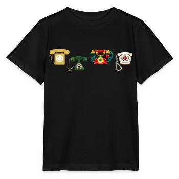 Vintage Retro Phone - Stanley/Stella MINI CREATOR Kids’ T-Shirt - black - Front - Mikhail (115cm)