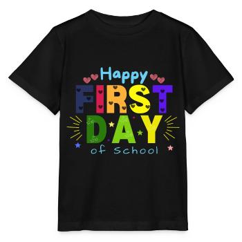 Happy First Day Of School - Stanley/Stella MINI CREATOR Kids’ T-Shirt - black - Front - Mikhail (115cm)
