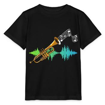 Music Sheet Music Trumpeter Gift Soundwave Trumpet - Stanley/Stella MINI CREATOR Kids’ T-Shirt - black - Front - Mikhail (115cm)