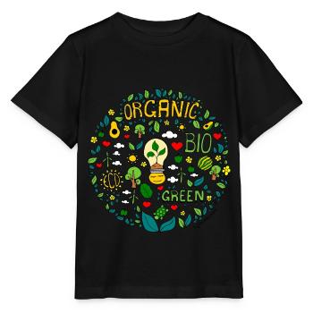 croquis de la planète verte en coloré - T-shirt bio MINI CREATOR Stanley/Stella Enfant - noir - Devant - Mikhail (115cm)
