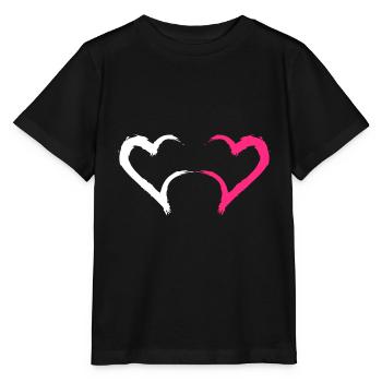 Herz in Rosa und Weiß - Stanley/Stella Kinder T-Shirt MINI CREATOR  - Schwarz - Vorne - Mikhail (115cm)