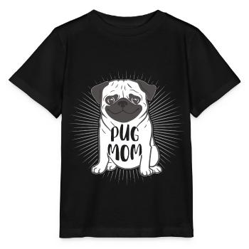 PUG MOM MOPS MAMA - Stanley/Stella Kinder T-Shirt MINI CREATOR  - Schwarz - Vorne - Mikhail (115cm)