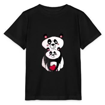 Frères et sœurs Panda - fier grand frère - T-shirt bio MINI CREATOR Stanley/Stella Enfant - noir - Devant - Mikhail (115cm)
