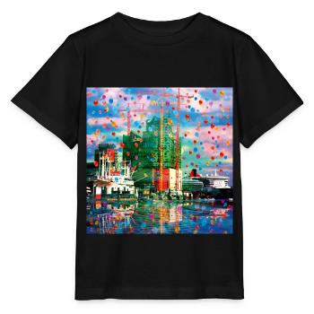 08 Hamburg Hafen Elphi Schiffe Kräne - Stanley/Stella Kinder T-Shirt MINI CREATOR  - Schwarz - Vorne - Mikhail (115cm)