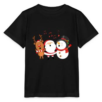 Singende Weihnachtsmann, Schneemann und Rentier - Stanley/Stella Kinder T-Shirt MINI CREATOR  - Schwarz - Vorne - Mikhail (115cm)