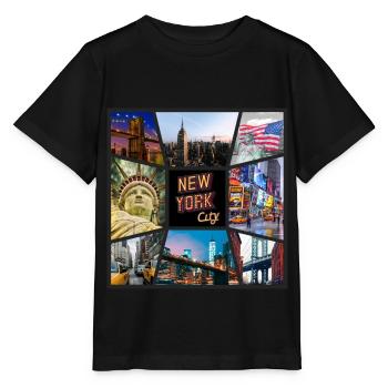 New York City ÉTATS-UNIS Amérique Skyline Ville Métropole - T-shirt bio MINI CREATOR Stanley/Stella Enfant - noir - Devant - Mikhail (115cm)