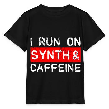 I run on synth & caffeine - Stanley/Stella MINI CREATOR Kids’ T-Shirt - black - Front - Mikhail (115cm)