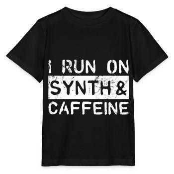 I run on synth & caffeine - Stanley/Stella MINI CREATOR Kids’ T-Shirt - black - Front - Mikhail (115cm)