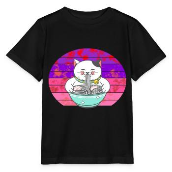 Chinesische Katze Chinesische Nudeln - Stanley/Stella Kinder T-Shirt MINI CREATOR  - Schwarz - Vorne - Mikhail (115cm)