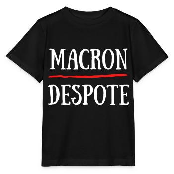 Macron Despote Pass Sanitaire Covid - T-shirt bio MINI CREATOR Stanley/Stella Enfant - noir - Devant - Mikhail (115cm)