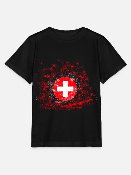 Épingles de couleur du drapeau du championnat du monde de Suisse - T-shirt bio MINI CREATOR Stanley/Stella Enfant - noir
