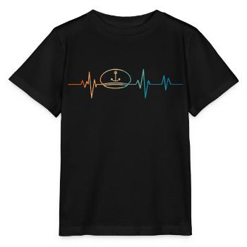 Retro Marine Herzschlag - Stanley/Stella Kinder T-Shirt MINI CREATOR  - Schwarz - Vorne - Mikhail (115cm)