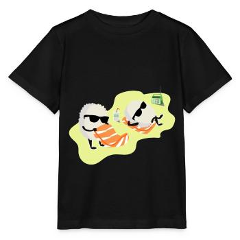 Sushi Lachs Reis Sonnenbaden Geschenkidee - Stanley/Stella Kinder T-Shirt MINI CREATOR  - Schwarz - Vorne - Mikhail (115cm)