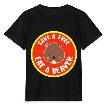 Bieber Bäume Umweltschutz süß Grillen Geschenkidee - Stanley/Stella Kinder T-Shirt MINI CREATOR  - Schwarz - Vorne - Mikhail (115cm)