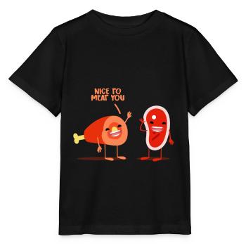 Metzger Fleisch Steak witzig Geschenk Geschenkidee - Stanley/Stella Kinder T-Shirt MINI CREATOR  - Schwarz - Vorne - Mikhail (115cm)