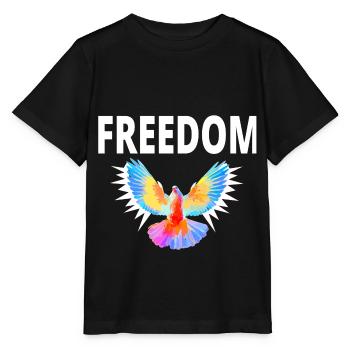 Freedom Freiheit Taube Geschenk Lustig - Stanley/Stella Kinder T-Shirt MINI CREATOR  - Schwarz - Vorne - Mikhail (115cm)