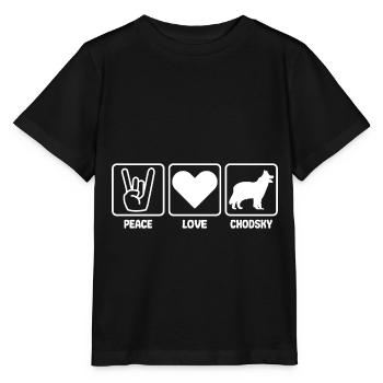 Chodsky Pes Peace Love gift for women men - Stanley/Stella MINI CREATOR Kids’ T-Shirt - black - Front - Mikhail (115cm)