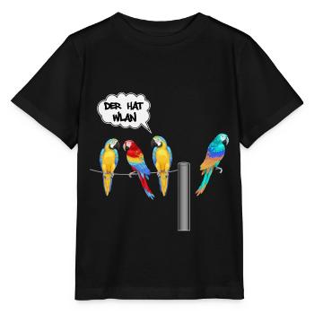 wlan unter Papageien - Stanley/Stella Kinder T-Shirt MINI CREATOR  - Schwarz - Vorne - Mikhail (115cm)