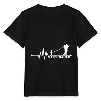 Battement de cœur des pompiers volontaires pour pompier - T-shirt bio MINI CREATOR Stanley/Stella Enfant - noir - Devant - Mikhail (115cm)