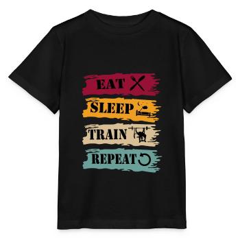 Bench Press Eat Sleep Repeat Retro Vintage - Stanley/Stella MINI CREATOR Kids’ T-Shirt - black - Front - Mikhail (115cm)