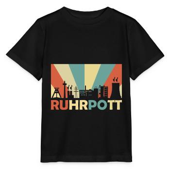 Ruhrpott Ruhrgebiet NRW Skyline Retro Vintage - Stanley/Stella Kinder T-Shirt MINI CREATOR  - Schwarz - Vorne - Mikhail (115cm)