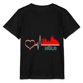 Cologne skyline ville battement de coeur rétro vintage - T-shirt bio MINI CREATOR Stanley/Stella Enfant - noir - Devant - Mikhail (115cm)