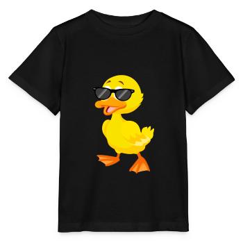 Duck sunglasses yellow cute gift for kids - Stanley/Stella MINI CREATOR Kids’ T-Shirt - black - Front - Mikhail (115cm)