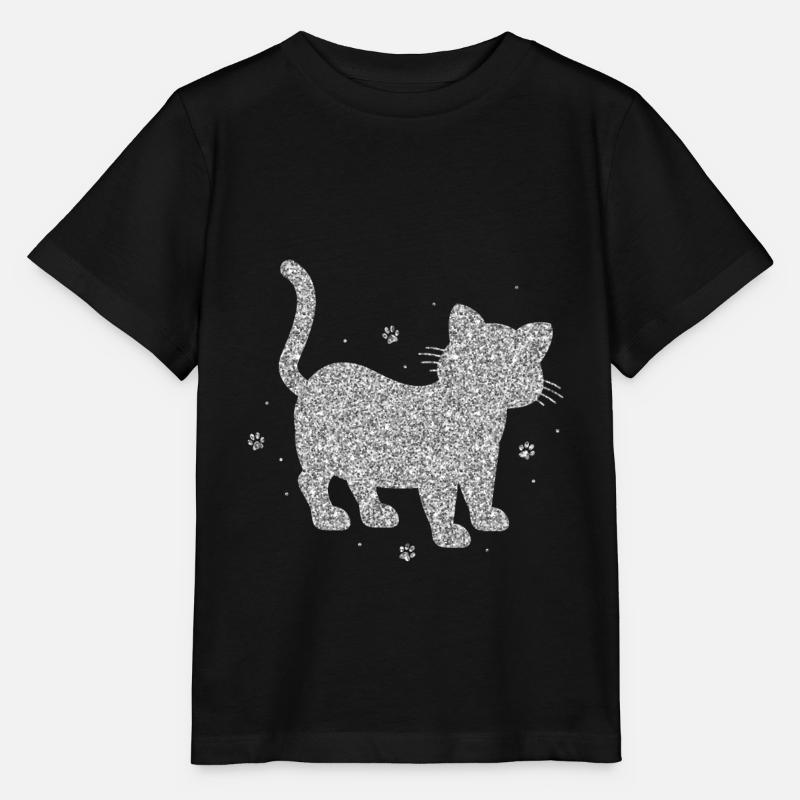 Glitzer Silber Katze Funkel Leuchtend Niedlich Süß - Stanley/Stella Kinder T-Shirt MINI CREATOR  - Schwarz