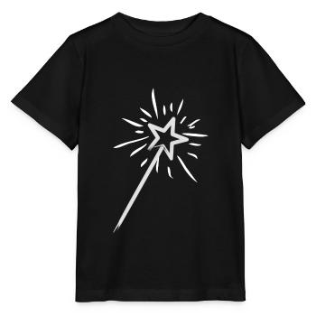 Baguette magique d'une fée avec des paillettes - T-shirt bio MINI CREATOR Stanley/Stella Enfant - noir - Devant - Mikhail (115cm)