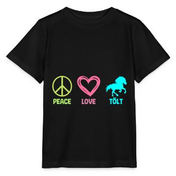 Tölt Islandpferd Isländer Pferd Peace Love - Stanley/Stella Kinder T-Shirt MINI CREATOR  - Schwarz - Vorne - Mikhail (115cm)