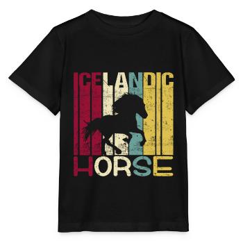 Islandpferd Tölt Isländer Retro Vintage Silhouette - Stanley/Stella Kinder T-Shirt MINI CREATOR  - Schwarz - Vorne - Mikhail (115cm)
