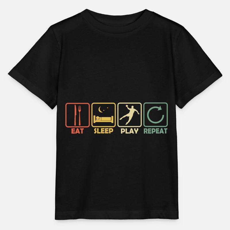 Handball Circle Runner Eat Sleep Repeat Retro disant - T-shirt bio MINI CREATOR Stanley/Stella Enfant - noir