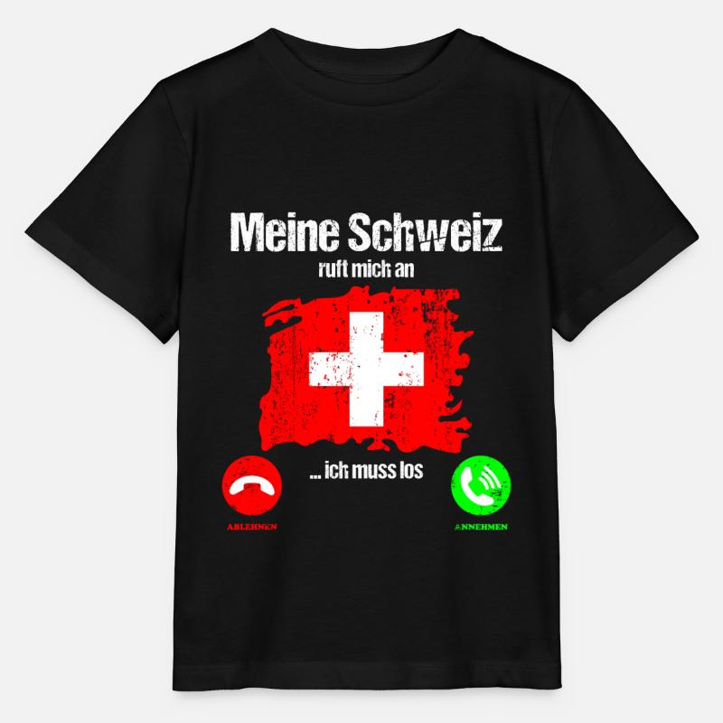 Schweiz Schweizer Flagge ruft an lustiger Spruch - Stanley/Stella Kinder T-Shirt MINI CREATOR  - Schwarz