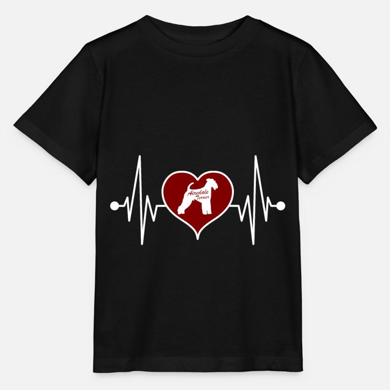 Airedale Terrier Fox Terrier Dogs Heartbeat - T-shirt bio MINI CREATOR Stanley/Stella Enfant - noir