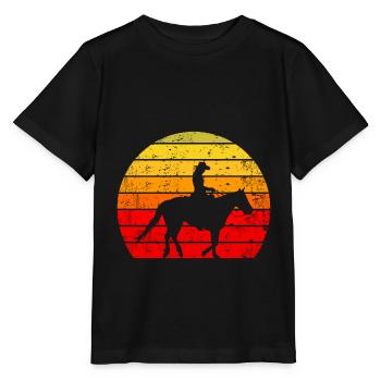Westernreiten Pferd Reiten Sonne für Westernreiter - Stanley/Stella Kinder T-Shirt MINI CREATOR  - Schwarz - Vorne - Mikhail (115cm)