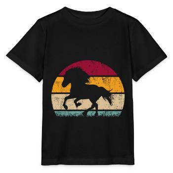 Islandpferd Tölt Isländer Pferde Retro Silhouette - Stanley/Stella Kinder T-Shirt MINI CREATOR  - Schwarz - Vorne - Mikhail (115cm)