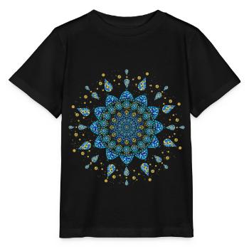 Mandala blau türkis gold Dot Art - Stanley/Stella Kinder T-Shirt MINI CREATOR  - Schwarz - Vorne - Mikhail (115cm)