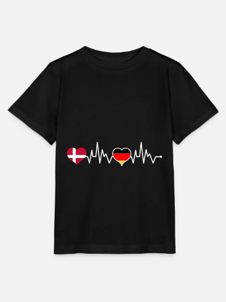 Dänemark Deutschland Flagge Danish Herz Herzschlag - Stanley/Stella Kinder T-Shirt MINI CREATOR - Schwarz