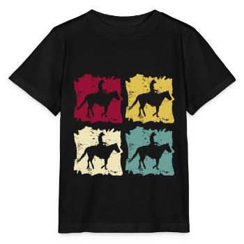 Western Riding Western Horse Retro Vintage Grunge - Stanley/Stella MINI CREATOR Kids’ T-Shirt - black - Front - Mikhail (115cm)