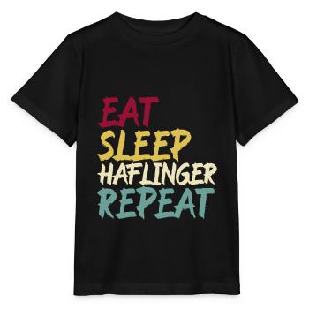 Haflinger Pferd Pferderasse Eat Sleep Spruch Retro - Stanley/Stella Kinder T-Shirt MINI CREATOR  - Schwarz - Vorne - Mikhail (115cm)