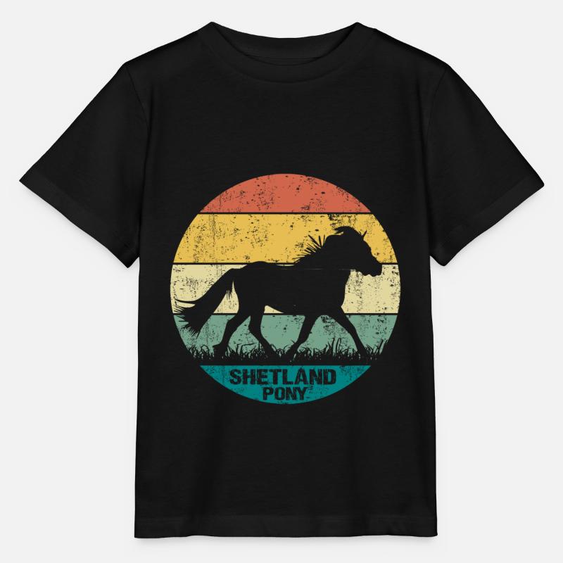 Shetland Pony Pferd Retro Vintage Silhouette - Stanley/Stella Kinder T-Shirt MINI CREATOR  - Schwarz
