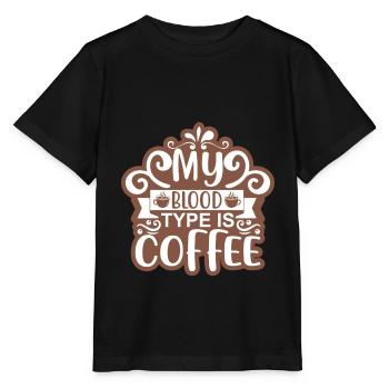 My Blood Type Is Coffee Sticker - Stanley/Stella MINI CREATOR Kids’ T-Shirt - black - Front - Mikhail (115cm)