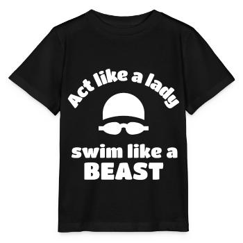 Natation: Agir comme une dame nager comme une bête. - T-shirt bio MINI CREATOR Stanley/Stella Enfant - noir - Devant - Mikhail (115cm)